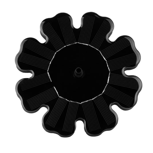 Solar floating petal fountain solar cover, black star-flower shape with central nozzle