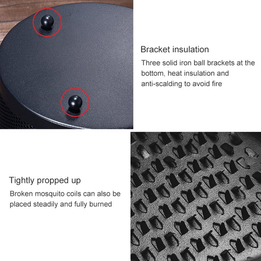 Mosquito coil box lid insulation and burner base detail with vented surface