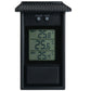 Outdoor garden refrigerator waterproof thermometer, black front view with °C/°F buttons