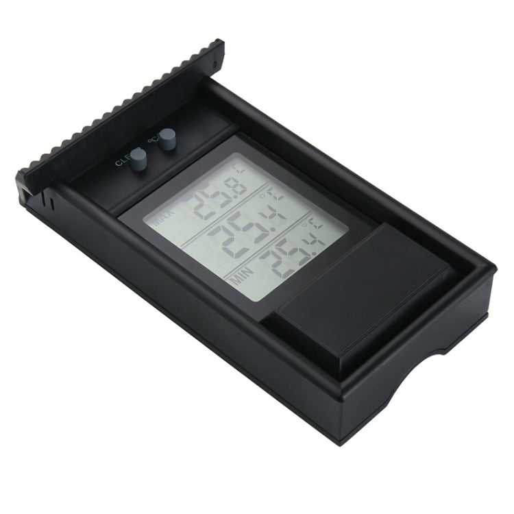 Outdoor garden refrigerator waterproof thermometer, black base with open battery cover