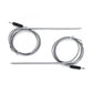 Two stainless steel probe probes with braided cables and black connectors