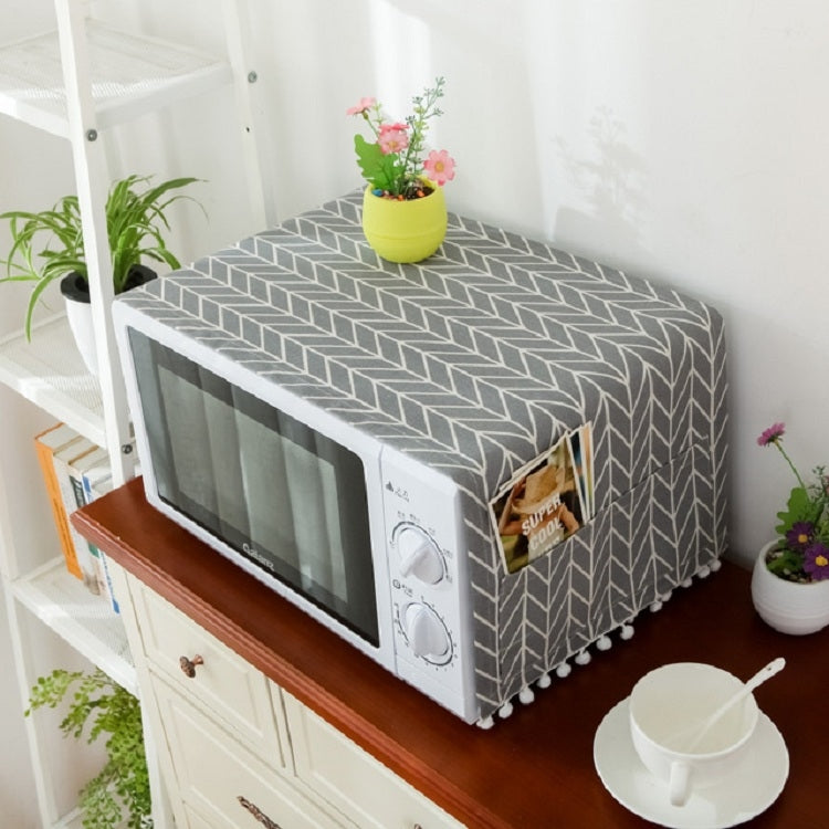 Universal microwave oven dust cover in dark gray with white arrow pattern, 30x90cm