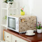 Cotton-linen microwave dust cover, beige with small floral motifs, 30x90cm