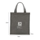 Grey insulated lunch bag tote, 20 x 23 x 14 cm, front logo patch.