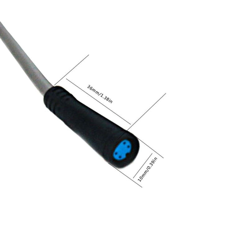 Charging cable with blue 3-prong connector and size measurement markings