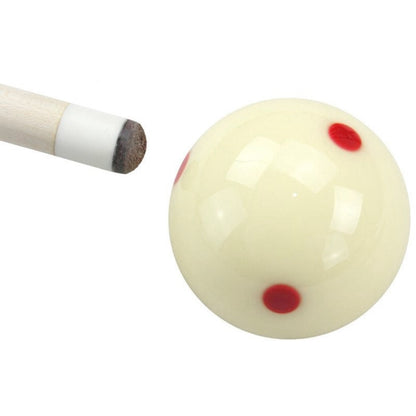 Cream training billiard ball with two red dots and glossy surface
