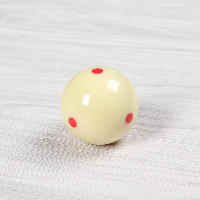 Cream training billiard ball with three red dot spots and glossy finish