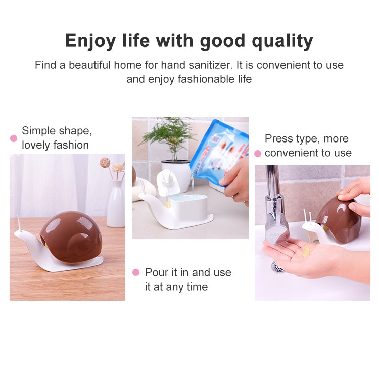 Snail-shaped hand sanitizer bottle set: white base with black shell dome and pump spout