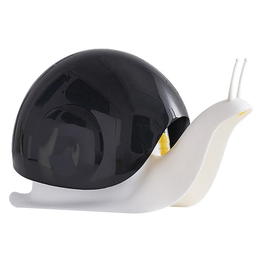 Snail-shaped hand sanitizer bottle with black shell dome, white base, push nozzle