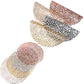 Set of metallic round PVC lace placemats in mixed gold, silver, black, rose