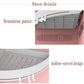 Triangular wall basket with vented slats and three hanging hooks for bathroom storage