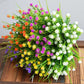 Multicolor simulation flower bouquet with purple, orange, pink, and white clustered blossoms