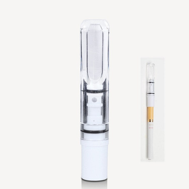 Transparent double-filter cigarette holder with clear tube and white base cap