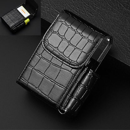 Black PU leather crocodile-pattern case with flap closure and snap strap