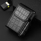 Black PU leather crocodile-pattern case, front flap with snap strap