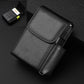 Dark gray PU leather cigarette or lighter case with rounded flap and snap strap
