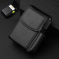 Black PU leather cigarette or lighter case with top flap and snap strap