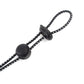 Elastic bungee strap with black loop and end cap, patterned cord