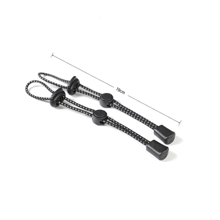 Trekking pole securing straps, 19 cm length, black buckles and patterned elastic cord
