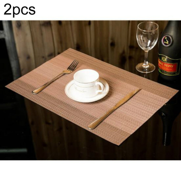 Set of 2 textured beige table cup mats with coffee cup and fork placement