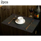 Set of 2 textured dark table cup mats with coffee cup, plate, and utensils