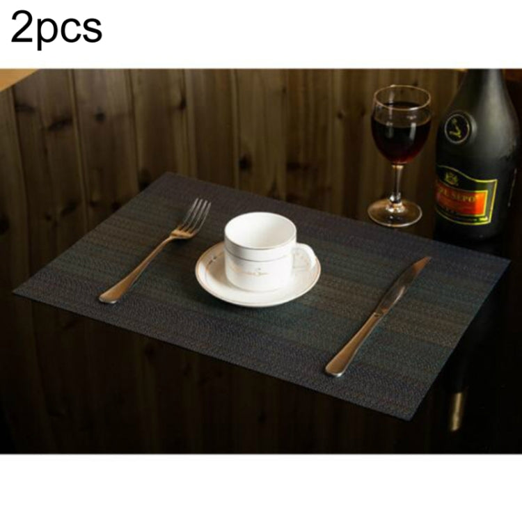 Set of 2 textured dark table cup mats with coffee cup, plate, and utensils