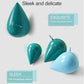 Resin water droplet hooks with glossy teardrop shapes in teal and light blue