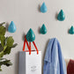 Teal resin water droplet wall hooks, glossy teardrop coat hangers set