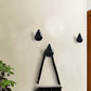 Black resin water droplet wall hooks with a pair of straps and three drop tips