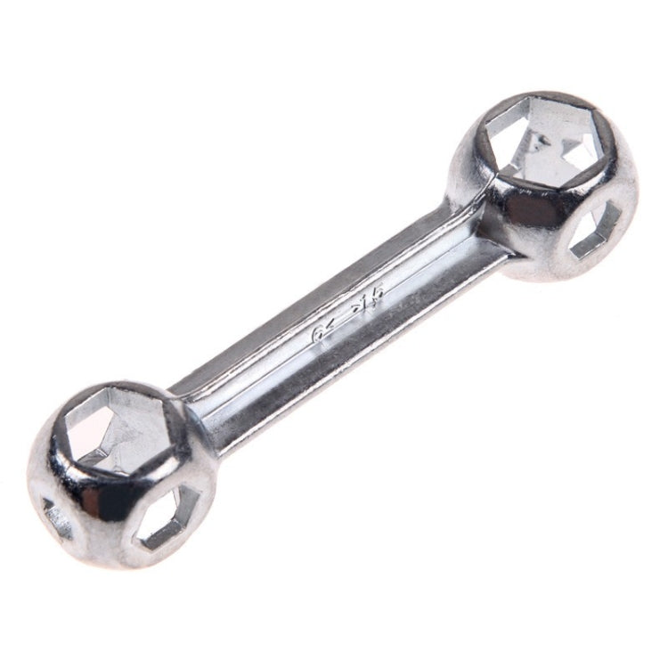 Mini double-socket hex wrench with silver shaft and round heads