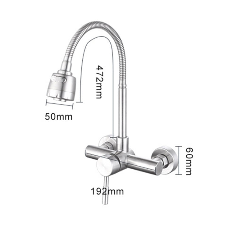 Wall faucet size diagram: 192mm, 60mm, 50mm; flexible hose sprayer