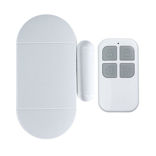 Wireless door magnetic alarm with attached sensor and matching remote key fob