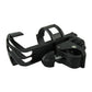 Black lockable bottle cage with hinged clamp and rotatable bracket