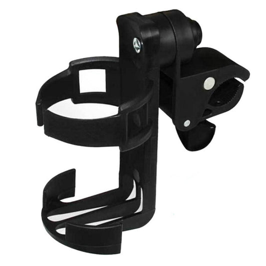 Black lockable bottle holder clamp with side release lever and mounting plate