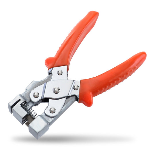 Orange-handled 90-degree edge banding pliers with silver jaws and latch