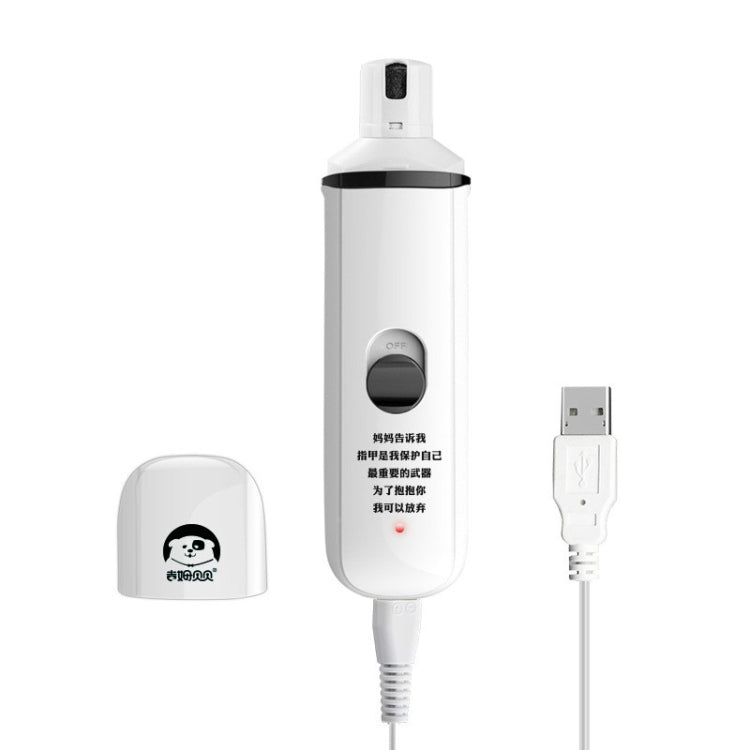Black button pet electric nail polisher with charging USB cable and base holder