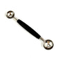 Double-head fruit digging spoon, black handle with two round stainless scoops