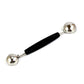 Double-head fruit digging spoon, black handle with two stainless bowl scoops