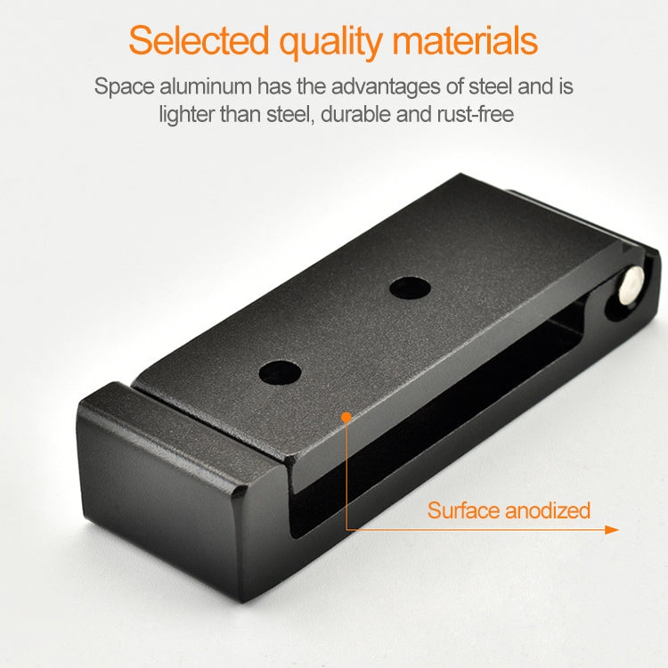 Black folding robe hook with two mounting holes and smooth textured top plate