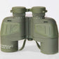 Olive 10x50 binoculars, rear view with two eyepiece housings