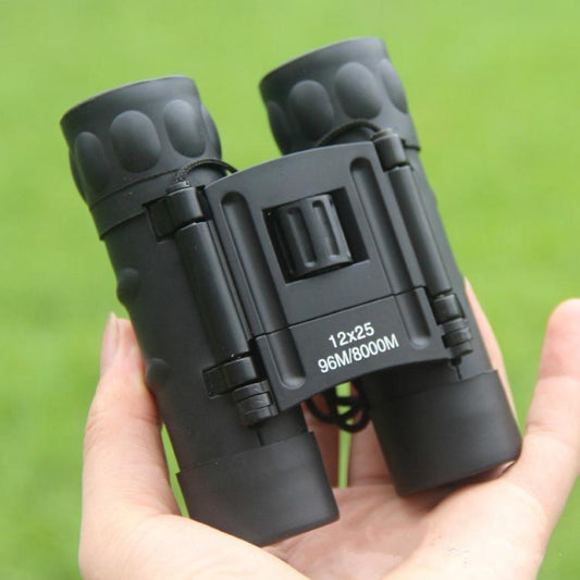 Night-vision pocket binoculars, matte black with central focus and textured grips
