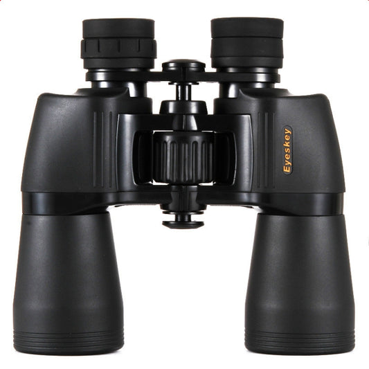 Eyeskey 10x50 binoculars, black roof-prism design with central focus knob