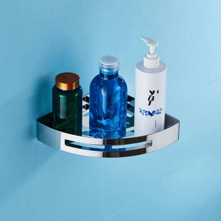Triangular stainless steel corner soap holder tray holding toiletries bottles