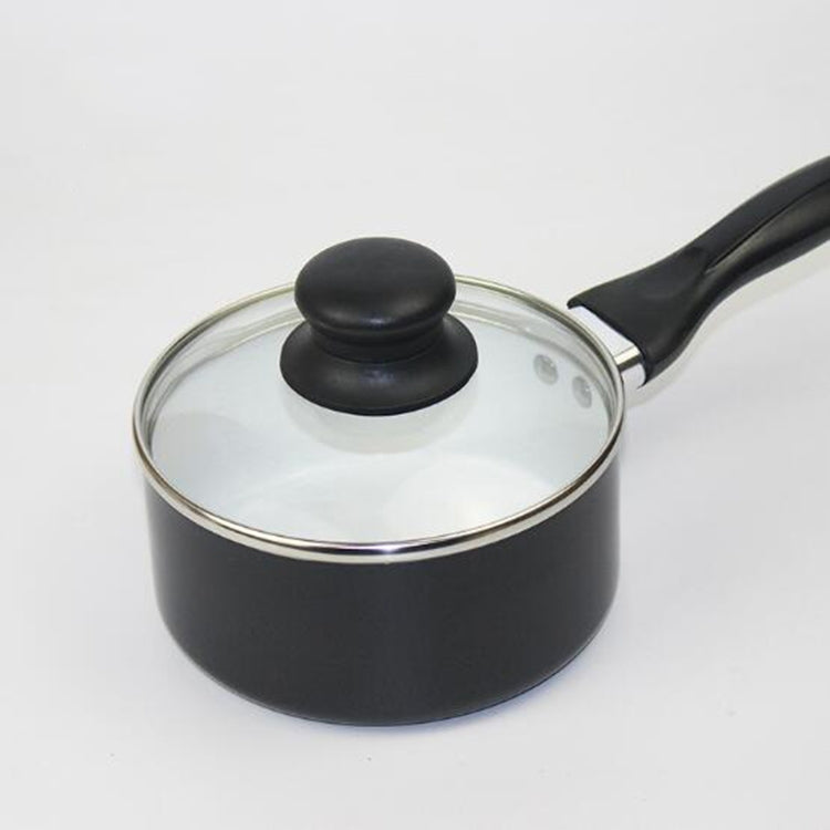 Black nonstick melting pot with glass lid and black heat-safe knob