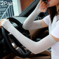 White ice silk sunscreen arm sleeves, long UV oversleeves