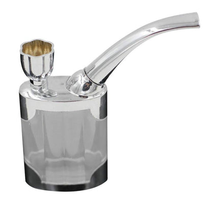 Mini dual-use hookah pipe with filter, silver-white base and curved stem