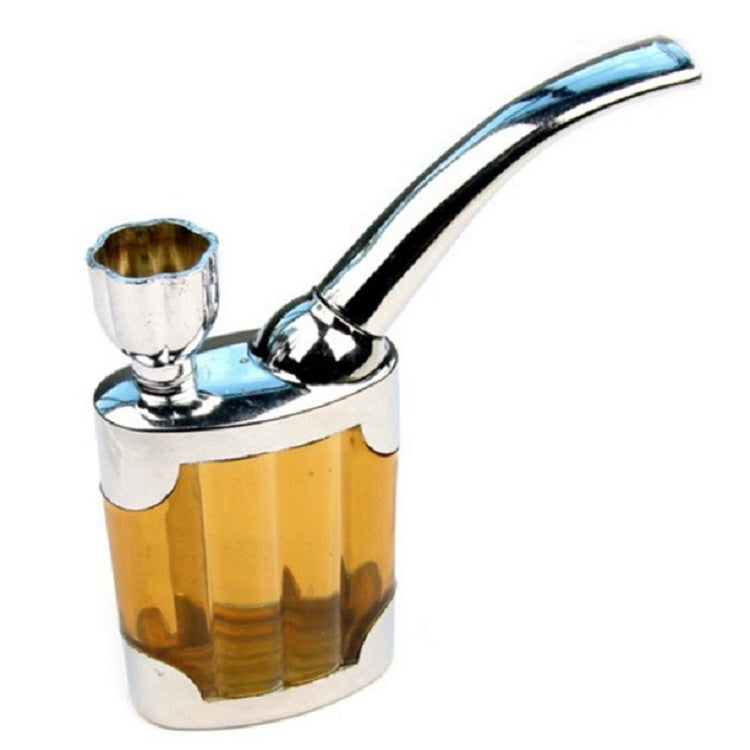 Mini dual-use hookah pipe with filter, amber base with blue-tinted curved stem