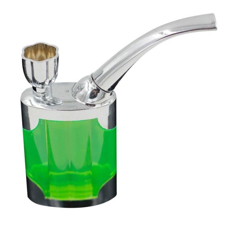 Mini dual-use hookah pipe with filter, green base and curved metal stem