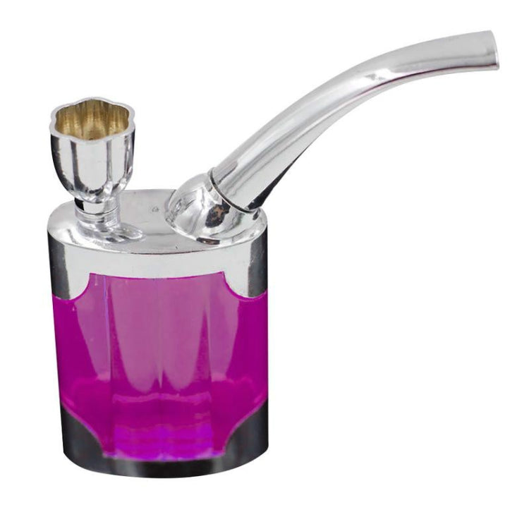 Mini dual-use hookah pipe with filter, purple base and curved metal stem