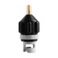 Black and gray inflatable adapter with brass threaded male fitting and nozzle end